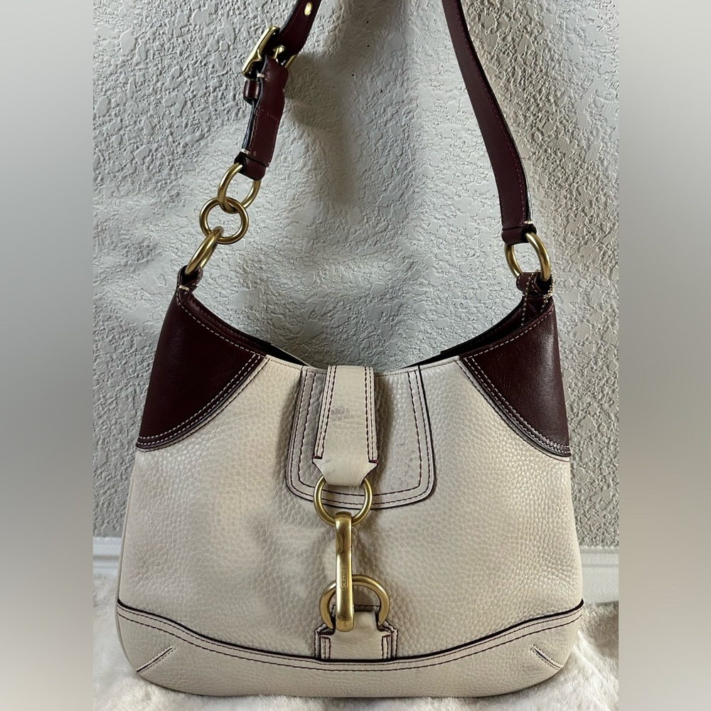 Coach Two-Tone Leather Shoulder Bag